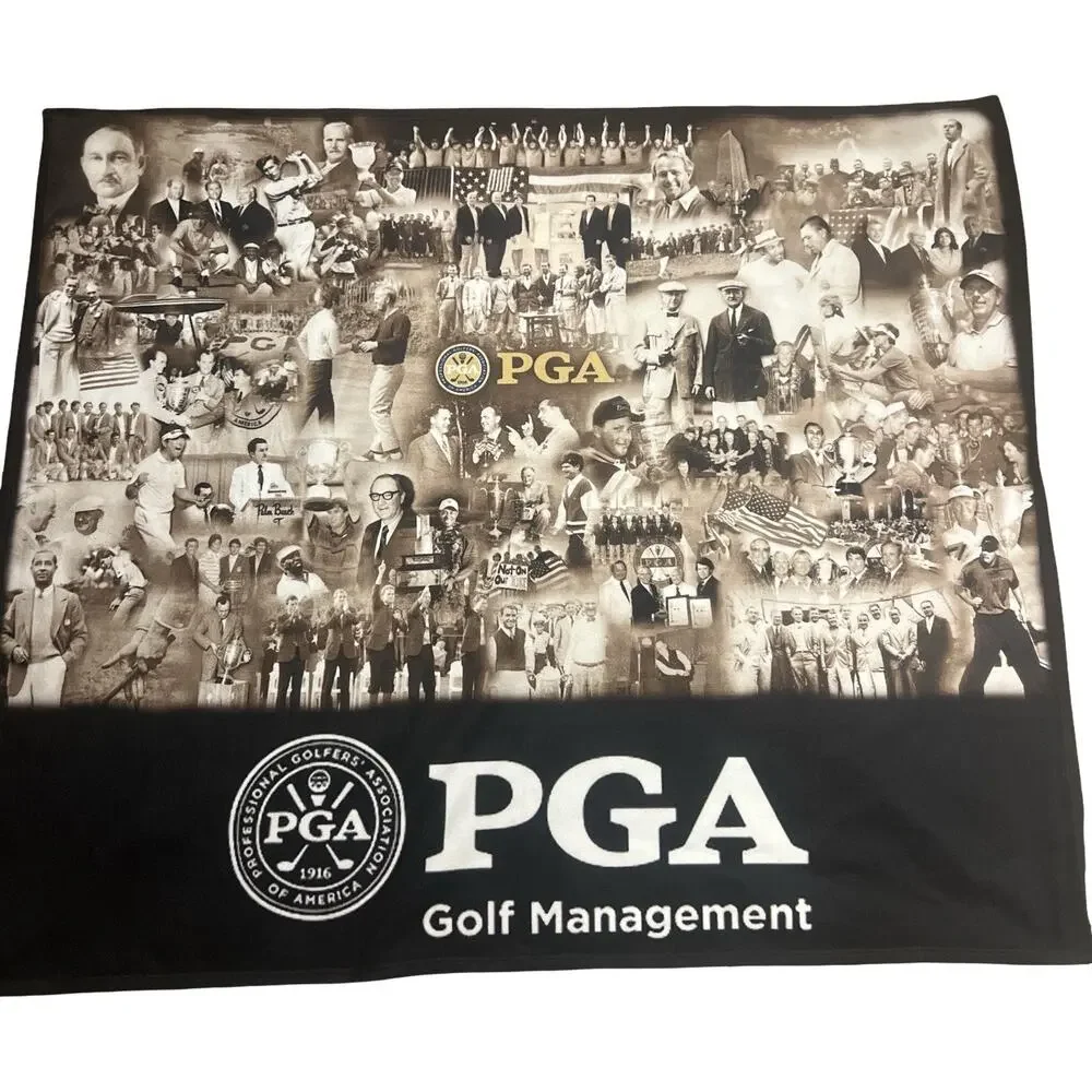 PGA Golf Management History Photo Collage Fleece Throw Blanket 56X48 Golf